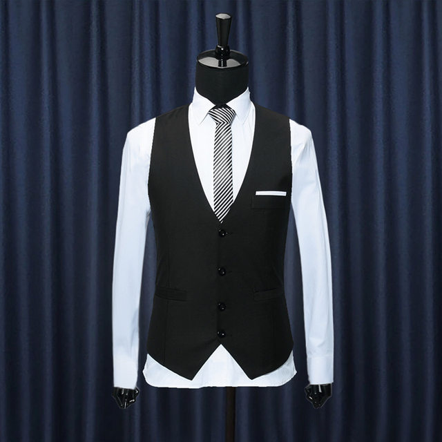 Spring and Autumn Men's suit vest men's thin personality Korean version of slim -fitting professional suit horse clip men's vest