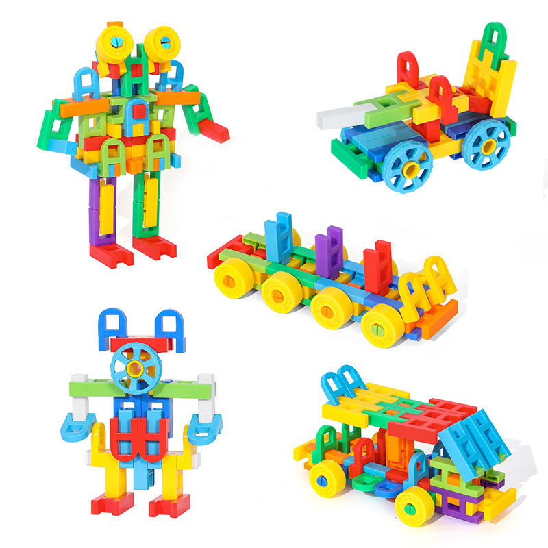 儿童幼儿园益智拼插积木好乐玩具拼图拼装3到6岁男孩女孩塑料方块 - 图2