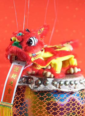 提线木偶狮送老外中国风摄影道具小孩儿童狮头公仔生日礼品醒狮
