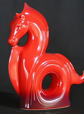 陶瓷十二生肖马摆件龙马精神装饰