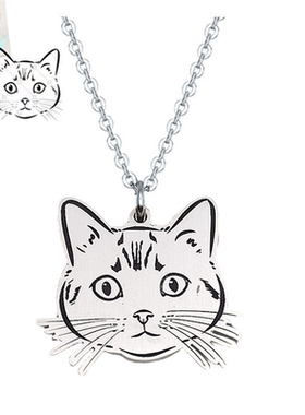 999纯银项链宠物纪念品雕刻照片定制做狗猫吊坠牌人相饰图案礼物