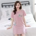 Áo ngủ nữ mùa hè cotton ngắn tay phiên bản Hàn Quốc của sinh viên tươi có thể mặc đồ ngủ nữ mùa hè dễ thương dịch vụ tại nhà - Đêm đầm