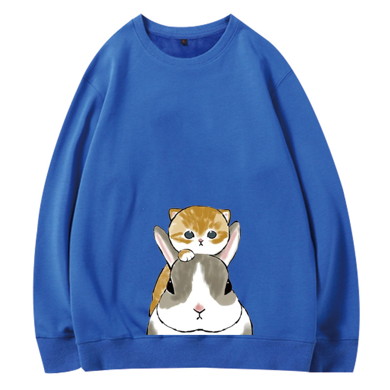 猫咪表情包敲可爱图案男女套头衫 简绒卫衣