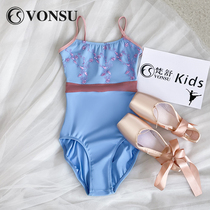vonsu Fanshu Childrens ballet Dancing utilituria Blue artichool Class Gymnastics Suit China Dance Body Suit Women