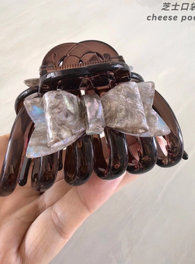 韩系新款南瓜抓夹发量多后脑勺盘发夹高级质感发抓醋酸蝴蝶结抓夹
