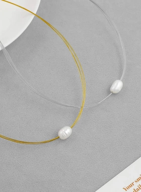 CHEZ家逆反系列金银丝珍珠项链高级感轻奢小众简约淡水珍珠锁骨链