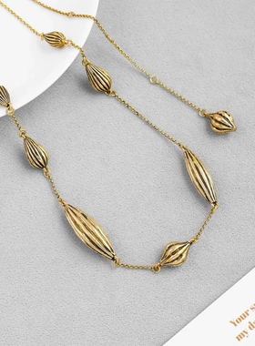 经典冬季新款可可豆系列项链法式复古轻奢烧金工艺大小豆豆锁骨链