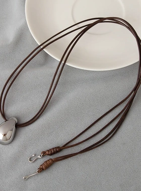 大水滴项链吊坠 光泽感好简约豆豆高级感男女通用气质长款毛衣链