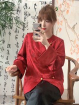 Silk Encounter Real Silk Crown Musical Crepe (Even Branch Flower) State Wind & Old Money Wind Heavy Industry jacquard coat autumn and winter money ~