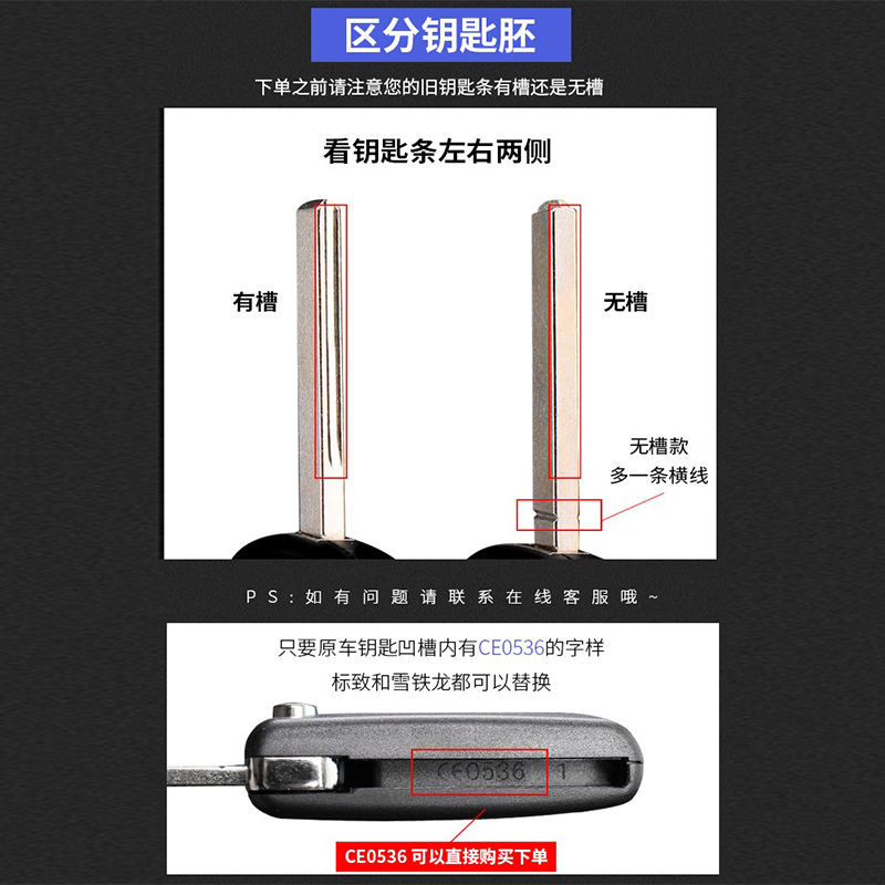 标致307/308/408标志遥控器雪铁龙凯旋世嘉C4/C5折叠钥匙替换外壳 - 图1