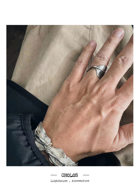 CHOLOS 田中伸吾先生一人全程手作 签名风格鹰羽银戒指 枚枚不同