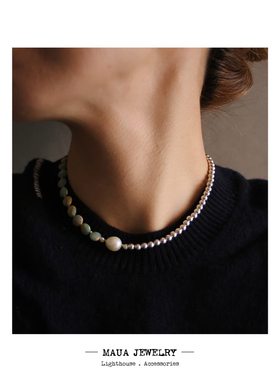 MAUA JEWELRY 莫奈画作 天然印纹石&珍珠项链 能量轻奢小众 N-23