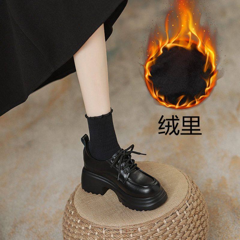 【小脚人】8.5CM内增高小皮鞋女松糕小个子乐福鞋粗跟系带单鞋32,淘宝优惠券,粉丝福利购,淘宝优惠卷