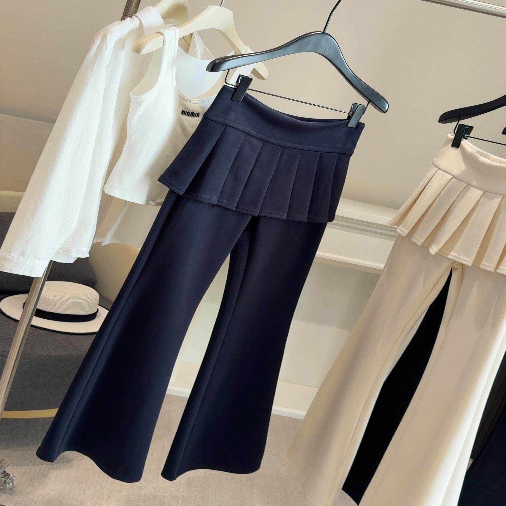 假两件百褶屁帘微喇裤女2026新款春秋瑜伽运动长裤高腰显瘦喇叭裤,淘宝优惠券,粉丝福利购,淘宝优惠卷