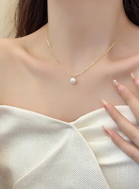 2026新款锆石珍珠钛钢项链小众设计轻奢高级感锁骨链气质百搭饰品
