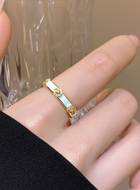 莫兰迪蓝色开口戒指女2026新款爆款轻奢高级感指环小众设计食指戒