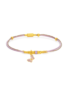 【中国黄金官方店】黄金手饰碎金浅紫手绳手串新品百搭女款送礼