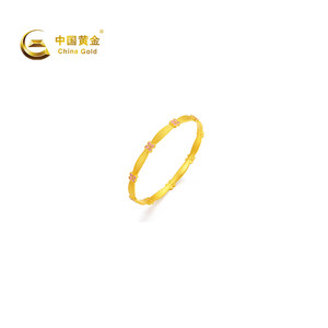 【中国黄金官方店】映绯拉丝古法手镯新品百搭气质足金首饰送礼