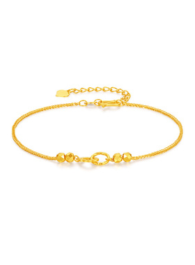 【中国黄金官方店】黄金手链女款5G花环圆圈足金手链送女友送老婆