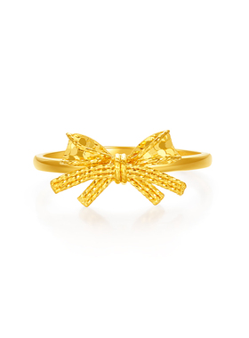 【中国黄金官方店】黄金戒指5G花丝蝴蝶结足金戒指精致女款送礼物