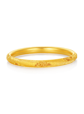 【中国黄金官方店】黄金手镯祥云树纹足金手镯新品百搭送礼国潮