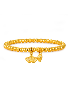 【中国黄金官方店】 足金花苞古法手串金珠手链转运祈福生日礼物