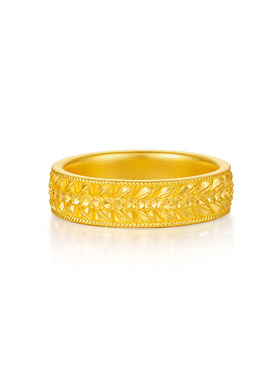 【中国黄金官方店】黄金戒指金枝玉叶足金戒指新品送礼