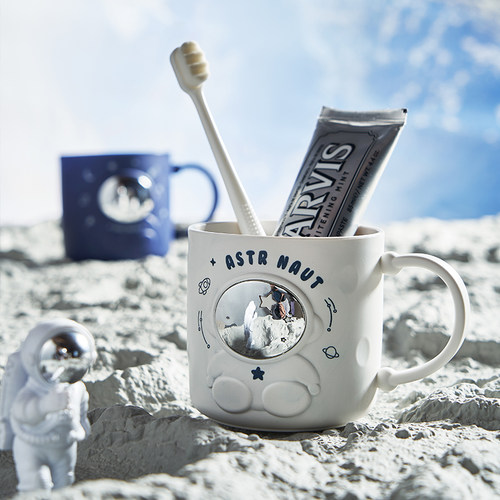 太空人创意漱口杯家用可爱刷牙杯简约儿童情侣洗漱杯牙缸杯子防摔 - 图2