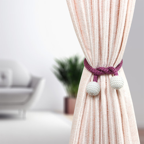 窗帘绑带一对装磁吸绑绳轻奢磁力窗帘扣绑饰床帘收纳绳扣子扎束带 - 图1