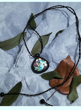 晴天出品手工编织天然彩光拉长月光项链毛衣链