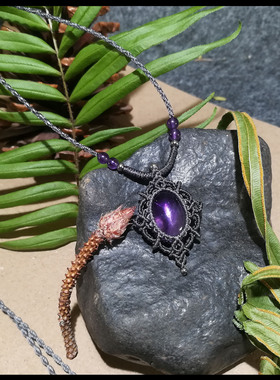 晴天出品手工编织天然拉长石月光石海蓝宝虎眼石项链可盐可甜