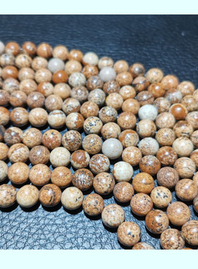 图画石圆珠半成品长条约6mm