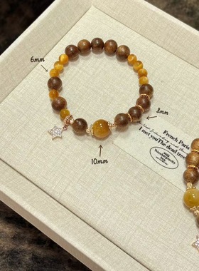 【太妃糖】原创天然沉香金虎眼新中式复古手串气质高雅女款送朋友