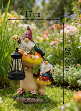 户外庭院花园装饰品摆件太阳能蘑菇精灵花园装饰品摆件