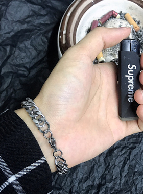 ins街头风情侣饰品钛钢宽手链