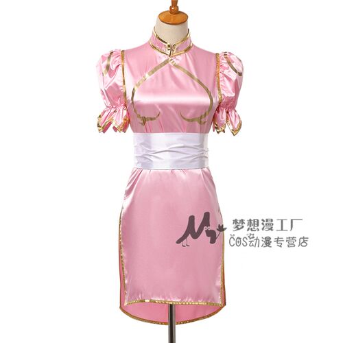 动漫周边街头春丽1代霸王cosplay服装旗袍送头饰儿童亲子装套装 - 图1