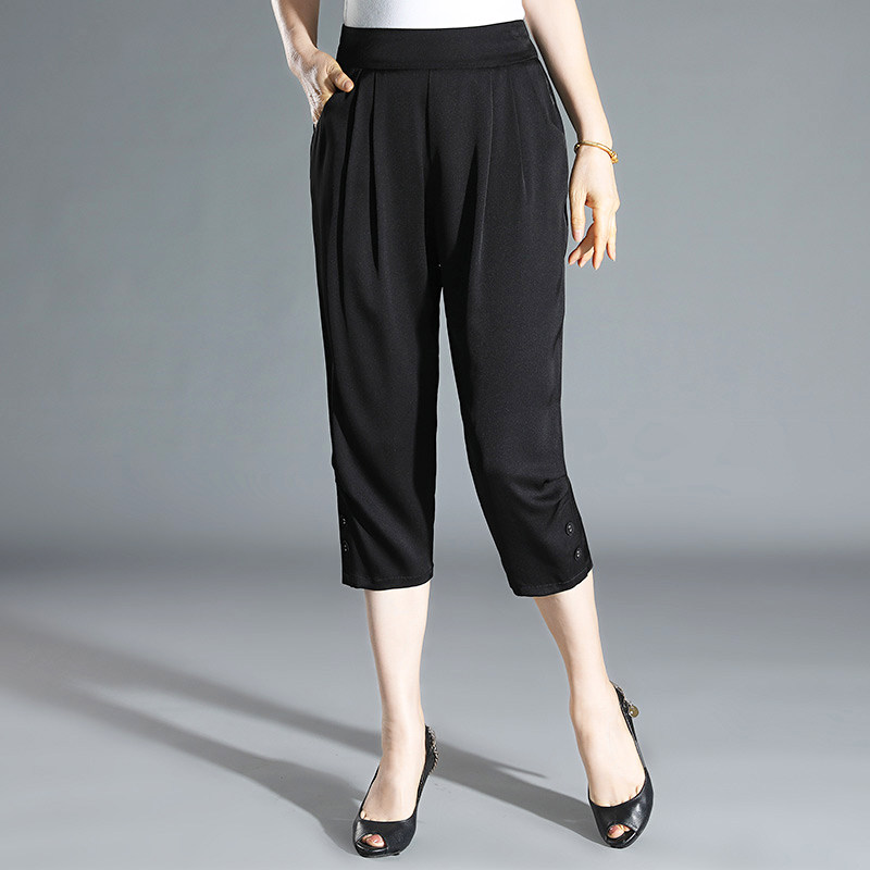 桑蚕丝七分裤2021夏季新款妈妈裤子 豪太太中老年女装