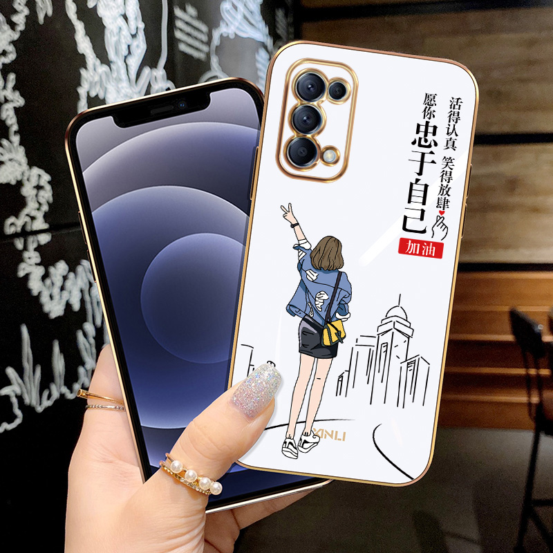 OPPOReno5Pro手机壳PDSTOO直边电镀pdsmoo全包镜头防摔opoopreon5por软壳保护套opop男女文字reom五p活的认真 - 图2