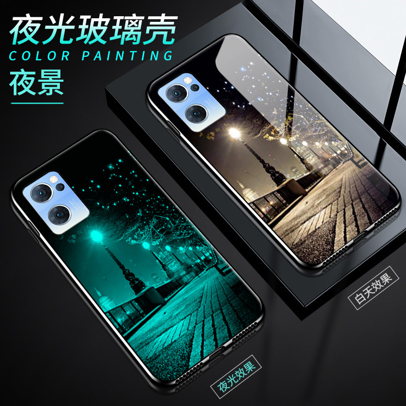 opporeno7手机壳reno7pro玻璃保护5G硅胶套oppo全包防摔por软边硬壳opopreno夜光外壳75g男女reon网红镜面新 - 图3