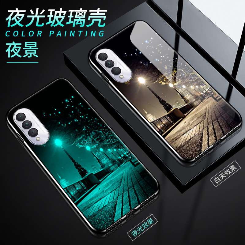 华为荣耀x20se手机壳honorx20es创意5G版夜光玻璃CHL-AN00潮牌保护硅胶套全包防摔超薄软边硬壳镜面网红新品 - 图3