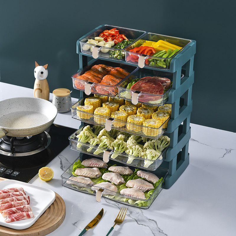 厨房多功能配菜盘火锅食材收纳盒家用台面多层备菜盘置物架子神器,淘宝优惠券,粉丝福利购,淘宝优惠卷
