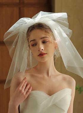 短款双层领证登记求婚新娘小头纱