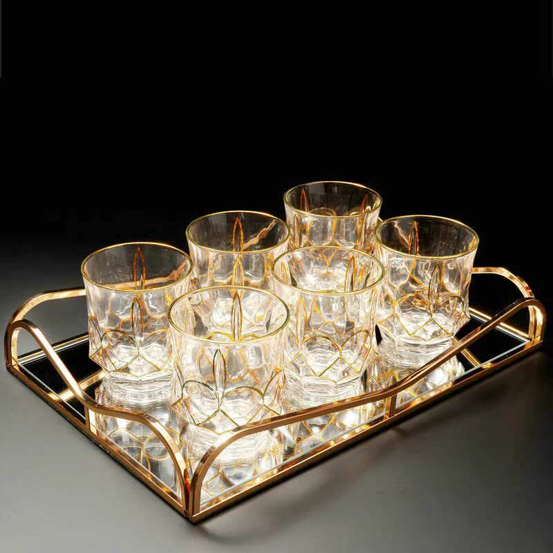 Glass tray cup tea tray wine glass storage tray