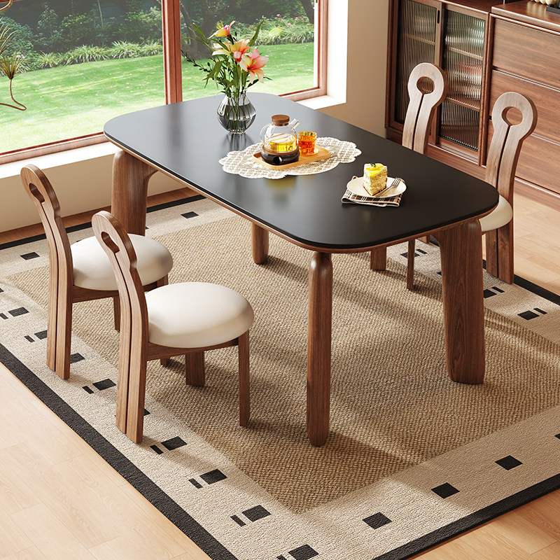 蓝色理想岩板餐桌椅组合现代简约风长方形轻奢家用饭桌,淘宝优惠券,粉丝福利购,淘宝优惠卷