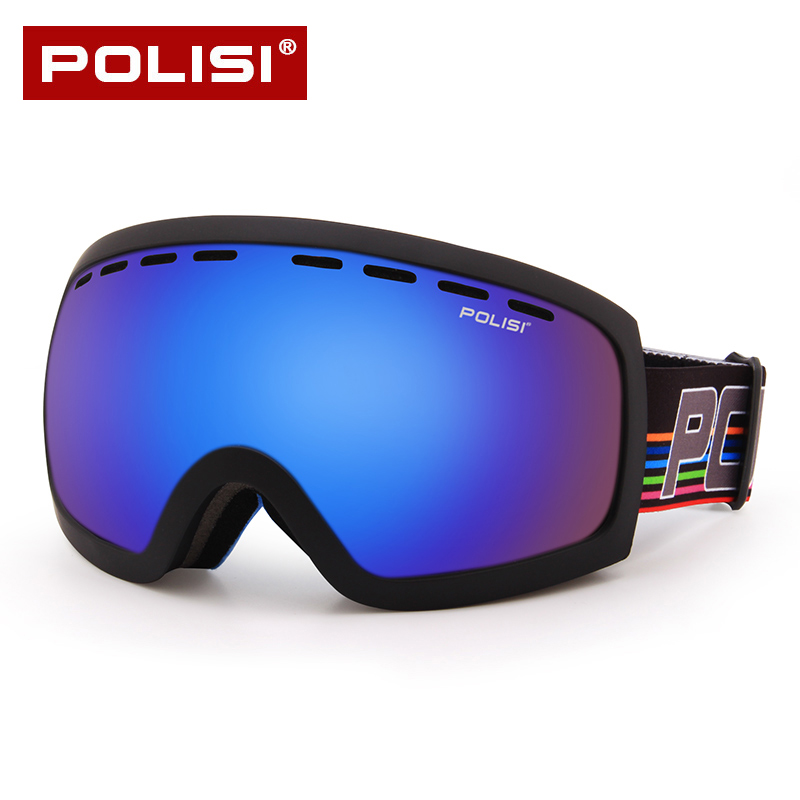 POLISI滑雪镜双层防雾男女偏光单双板可卡近视滑雪眼镜护目镜装备 - 图0