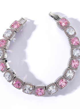 欧美风饰品锆石方形手链