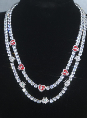 KAKA锆石网球男女铜嘻哈黄铜饰品