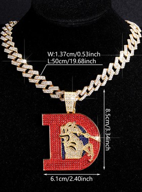 新款霸气创意镶钻D字母嘻哈项链