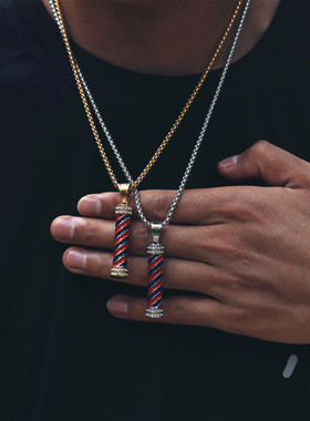 钛钢实心街头风发型师吊坠项链