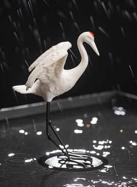 创意陶瓷动物摆件精品白瓷仙鹤工艺D品家居客厅办公室桌面装饰摆